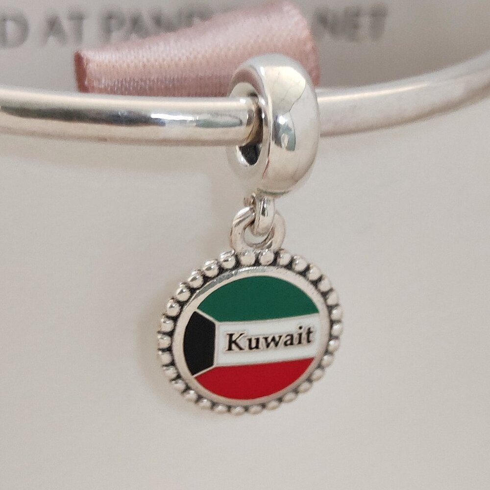 Pandora Kuwait Flag Travel Exclusive Dangle Charm with box